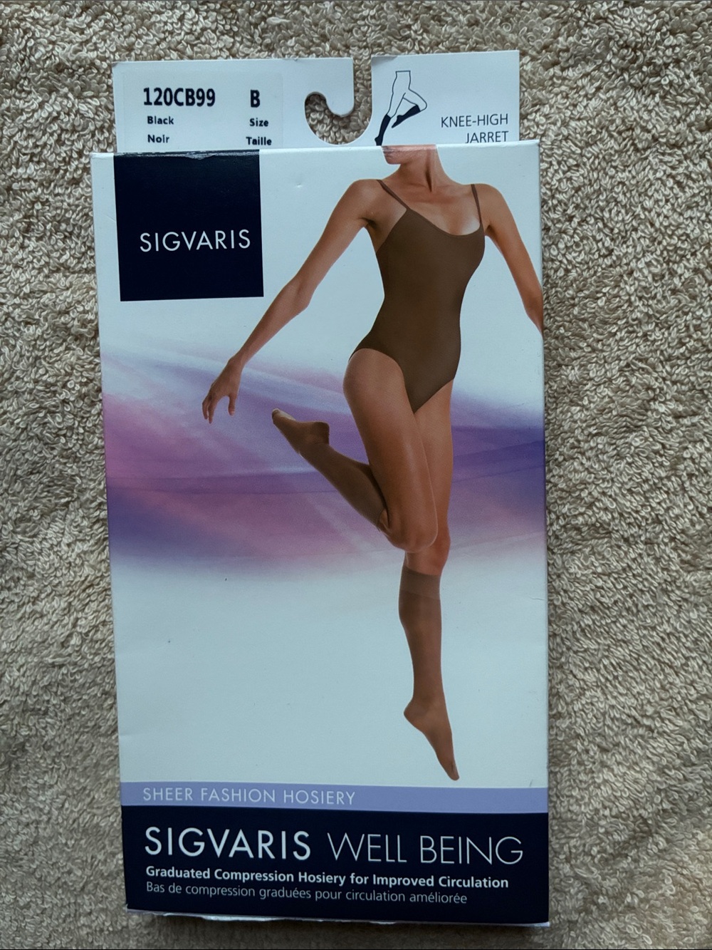SIGVARIS B NIB Black Sheer Fashion Knee-Highs
